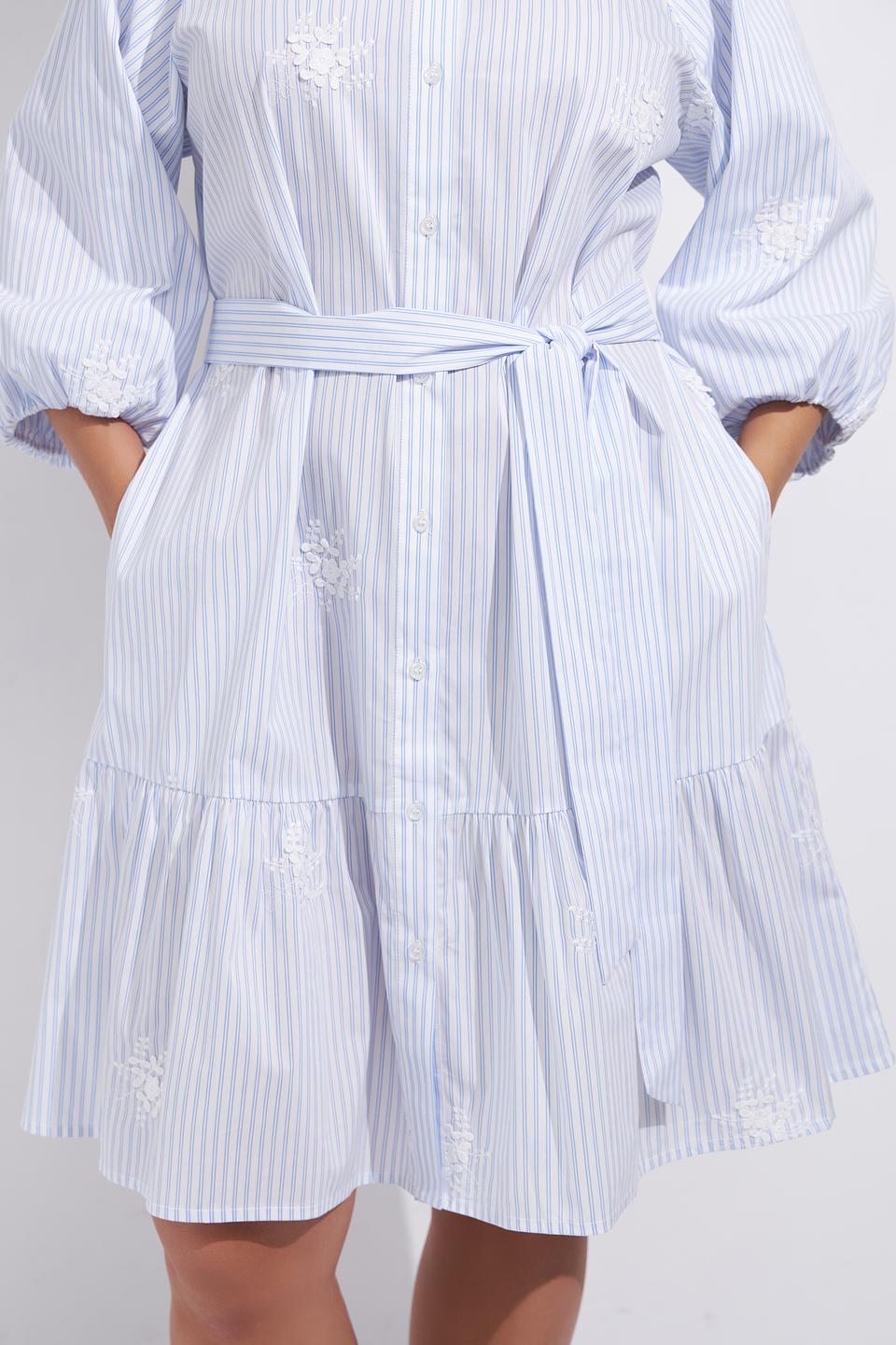 Платье Lecomte в полоску с вышивкой