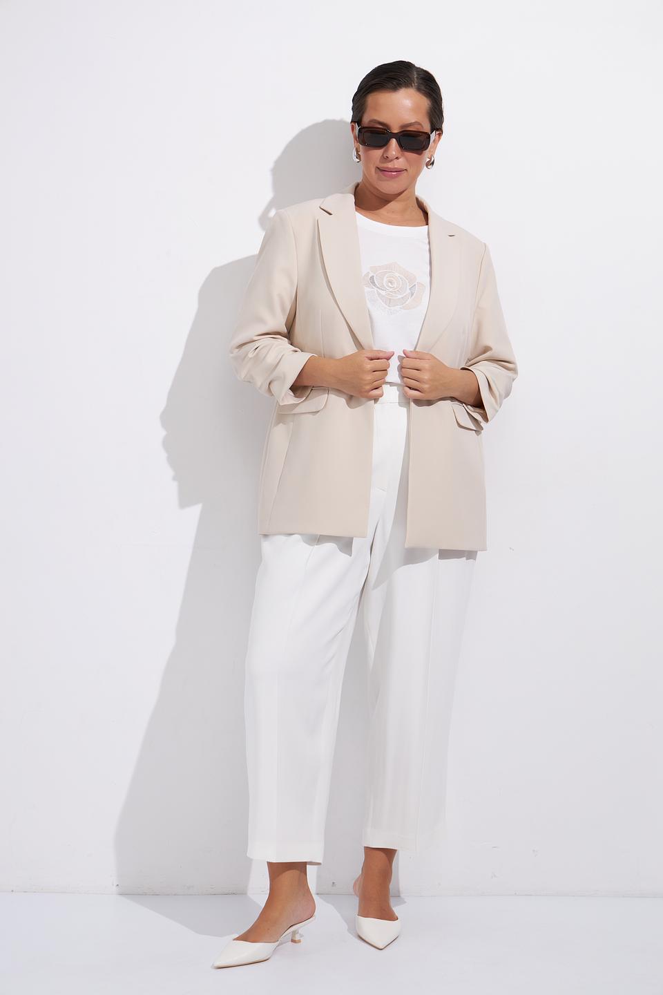 Жакет Bianca бежевый с 3/4 рукавом