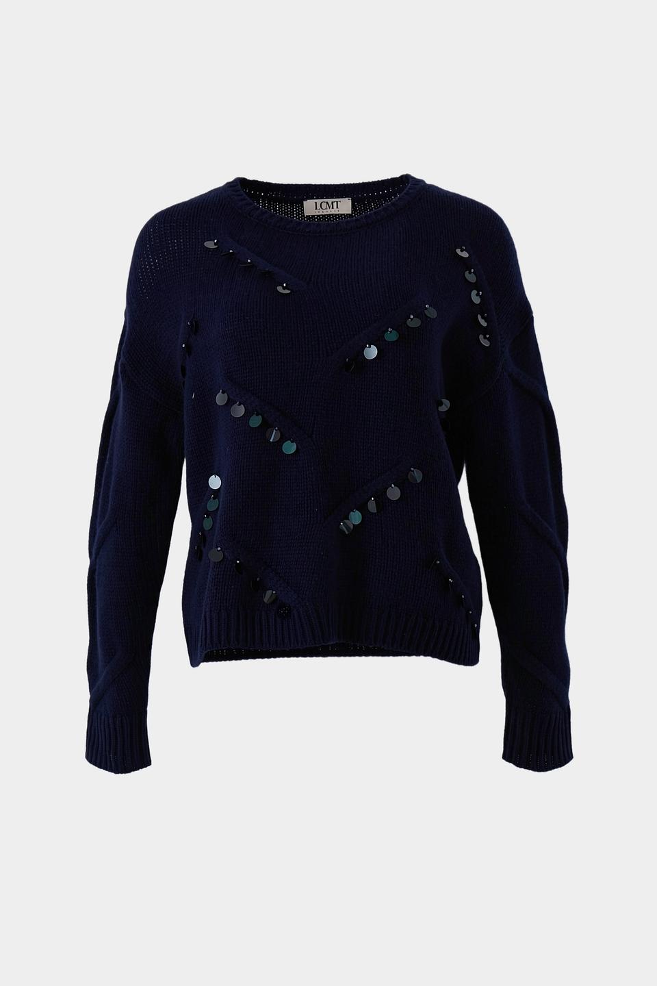 Пуловер Lecomte с бусинами тёмно-синий