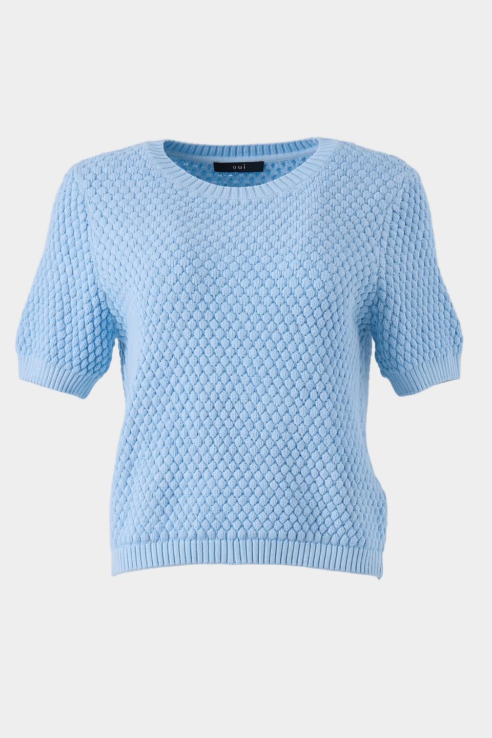 Пуловер Oui голубой с коротким рукавом
