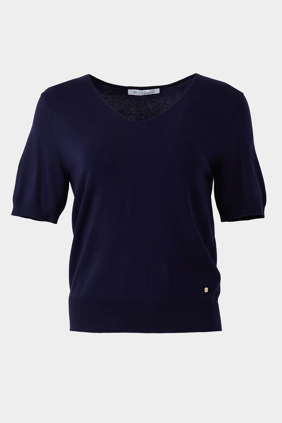 Пуловер Betty and Co V-образный вырез тёмно-синий