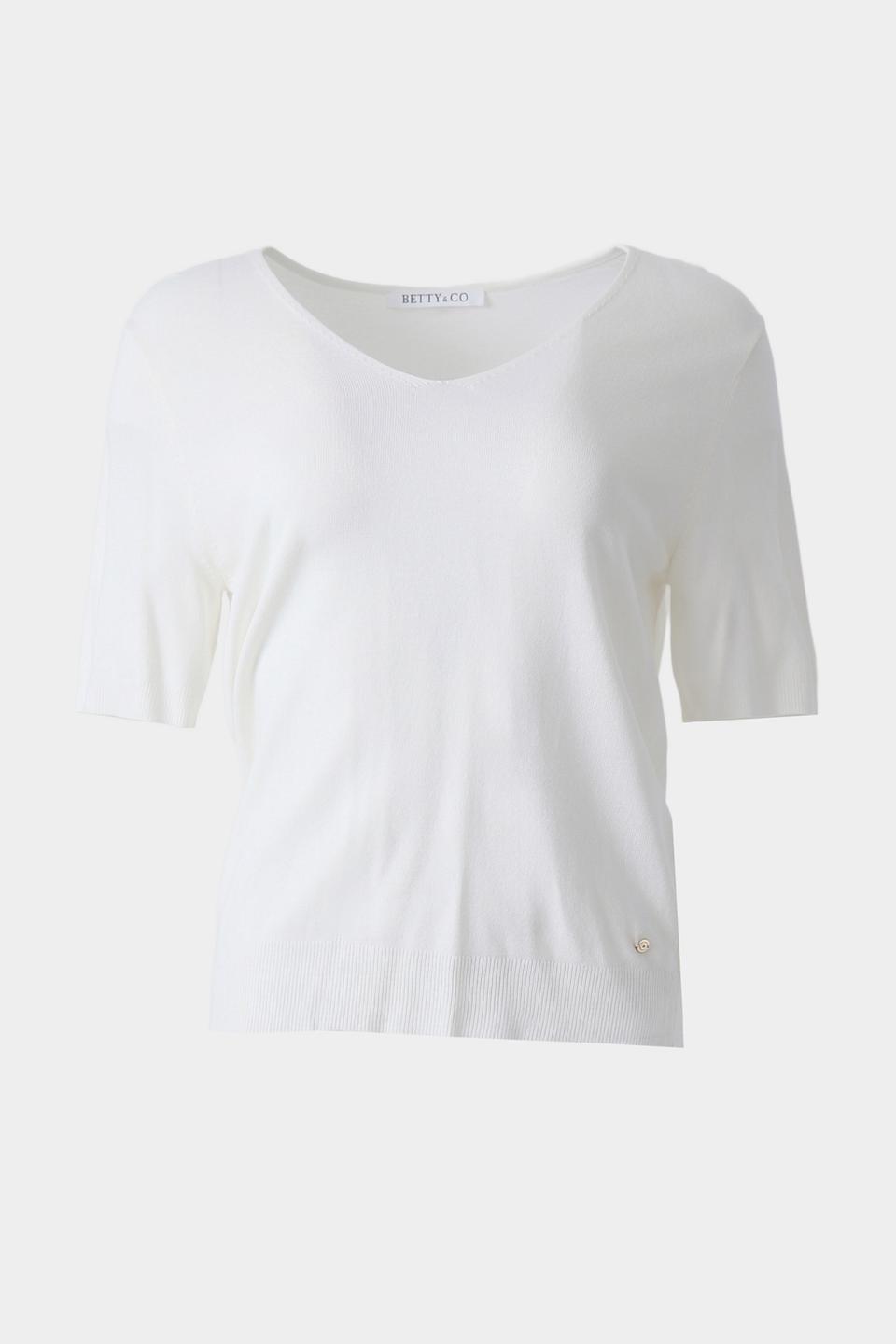 Пуловер Betty and Co белый V-образный