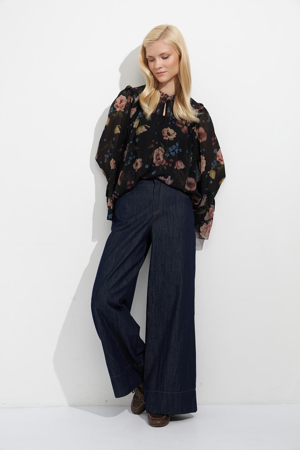 Джинсы клёш Oui тёмно-синие