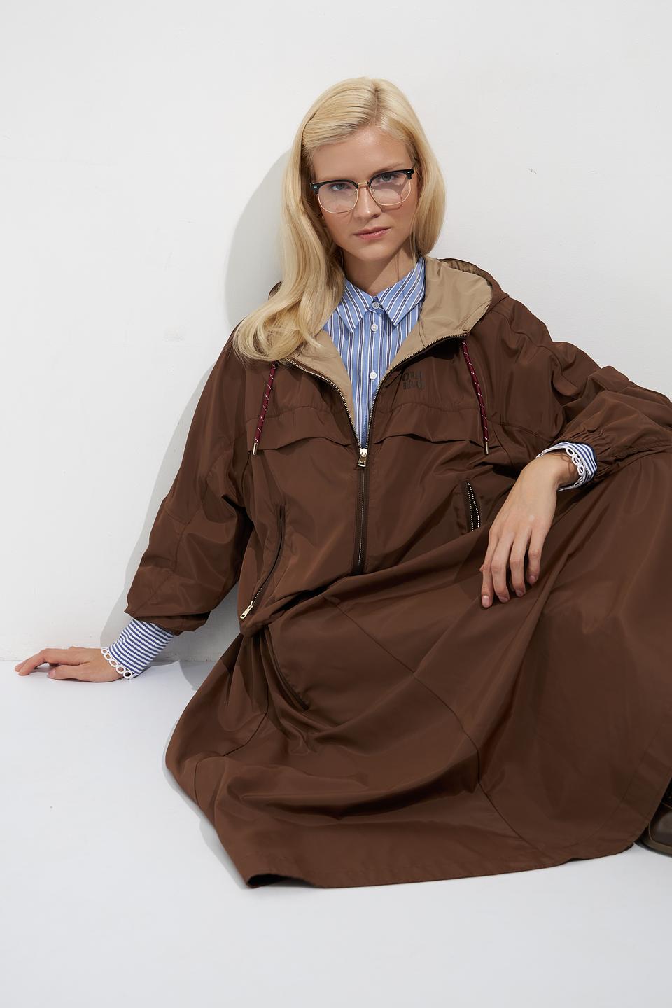 Куртка Oui коричневая с капюшоном