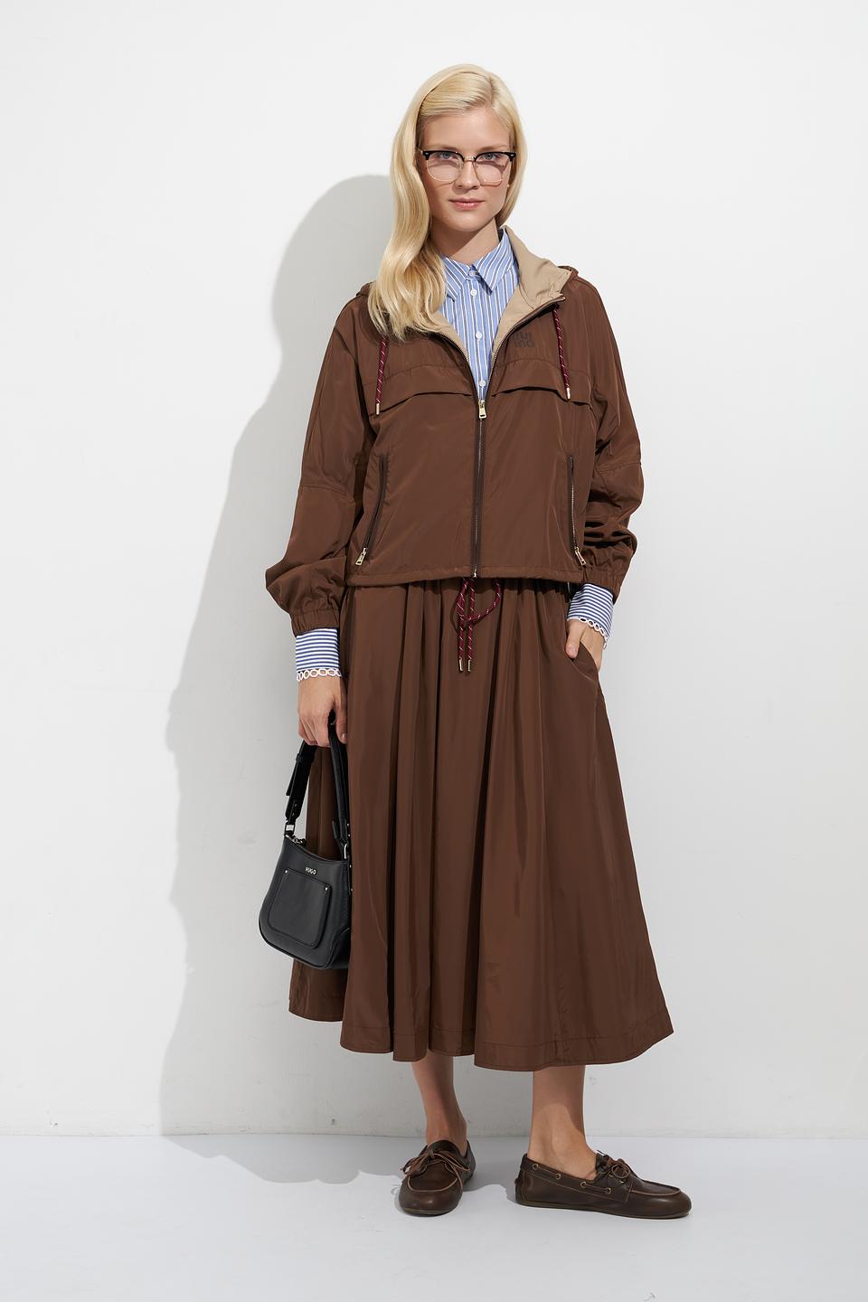 Куртка Oui коричневая с капюшоном