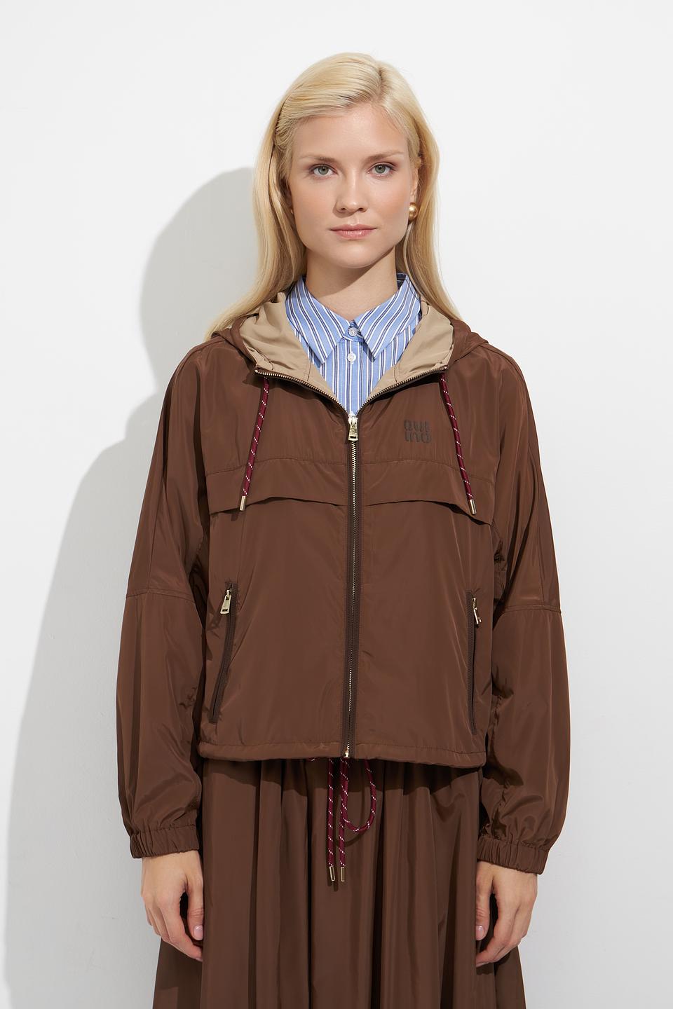 Куртка Oui коричневая с капюшоном