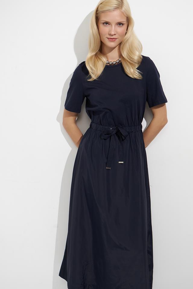 Платье Oui с вышивкой темно-синее