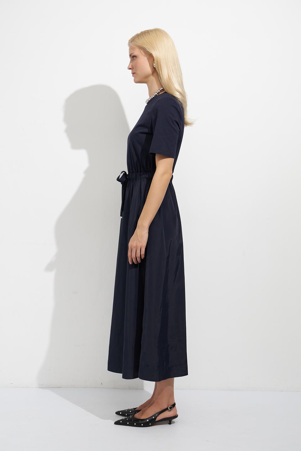 Платье Oui с вышивкой темно-синее