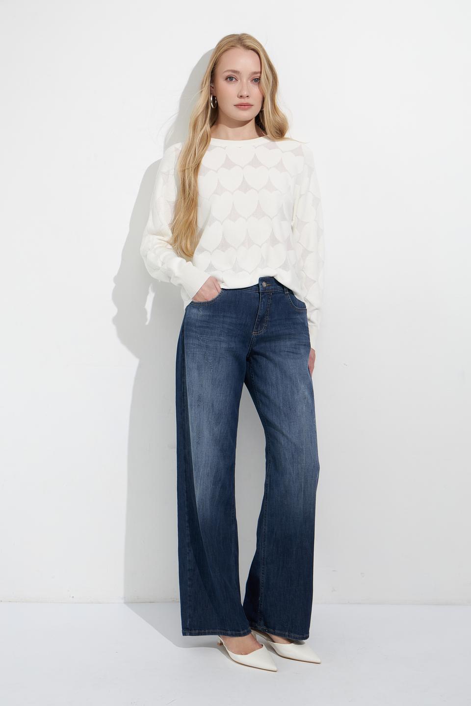 Пуловер Oui вязаный бежевый