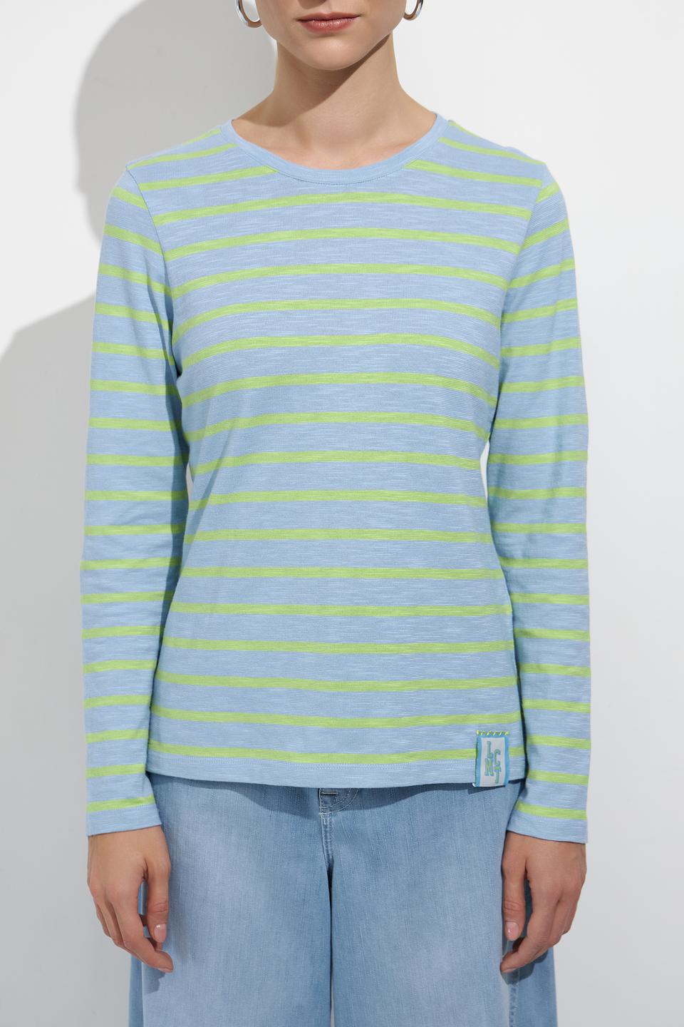 Футболка Lecomte в полоску голубую