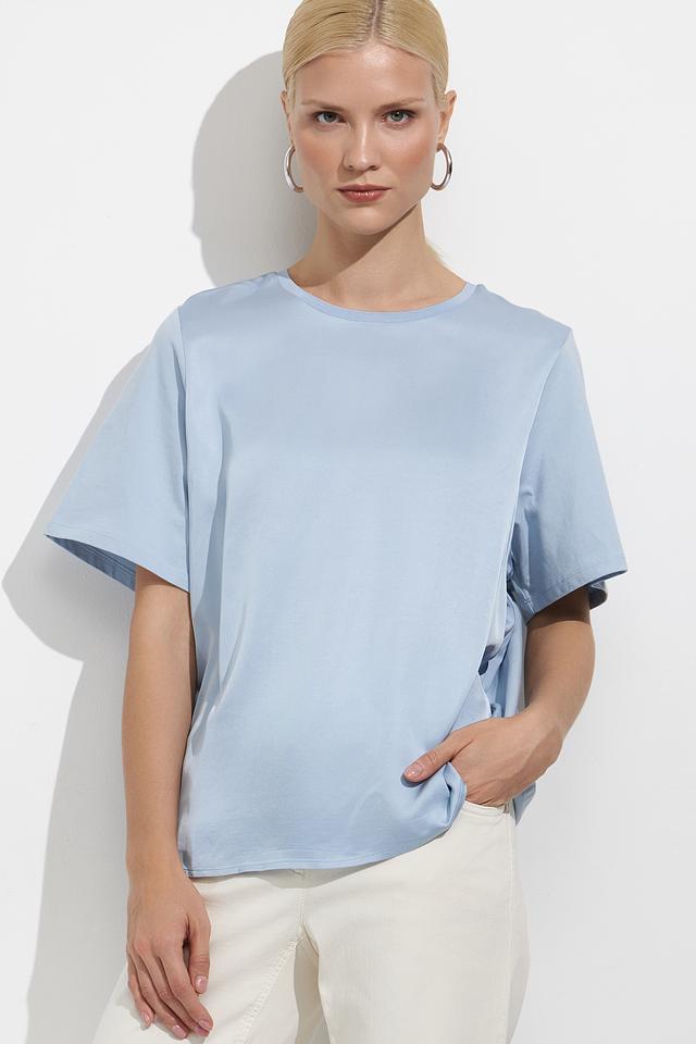 Блуза Oui голубая с коротким рукавом