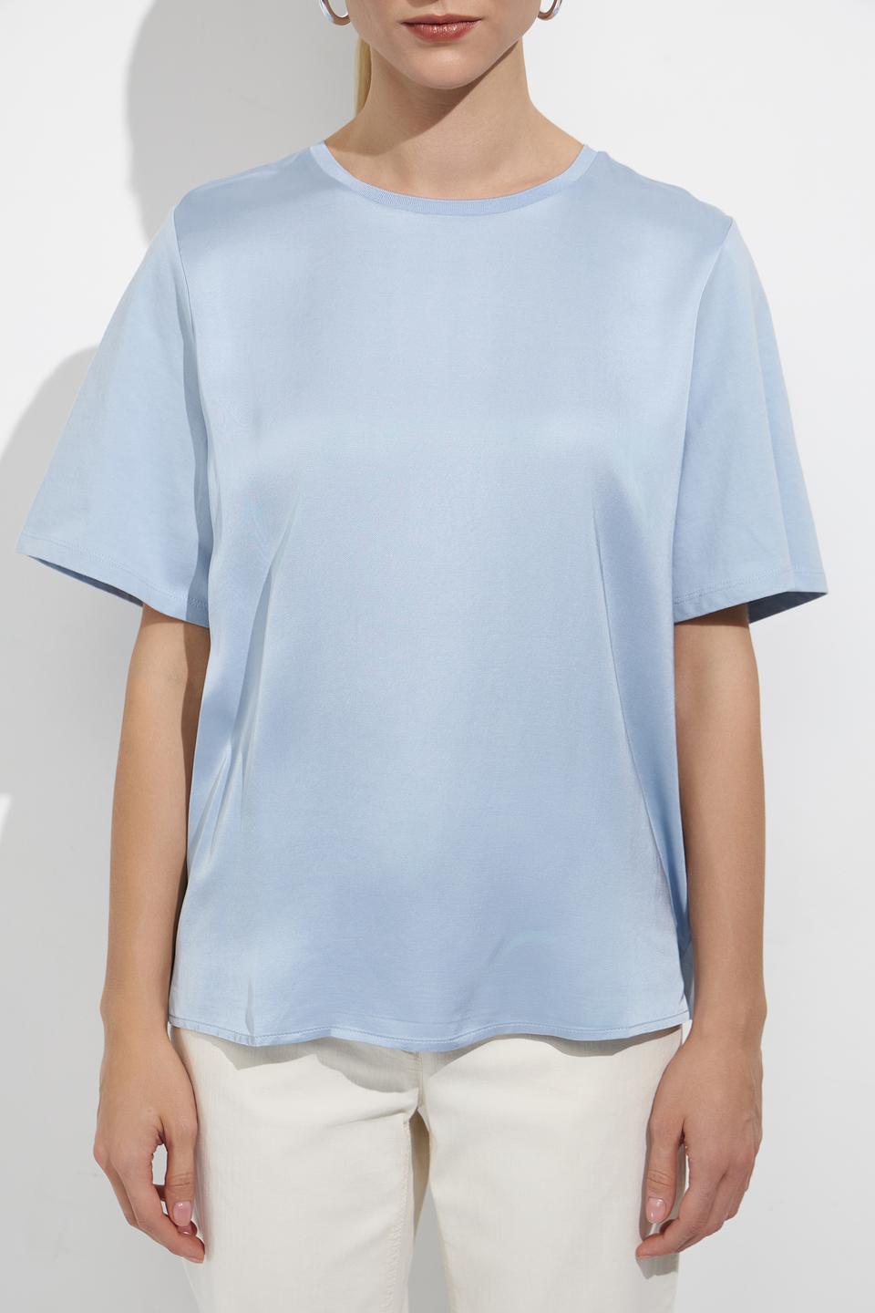 Блуза Oui голубая с коротким рукавом
