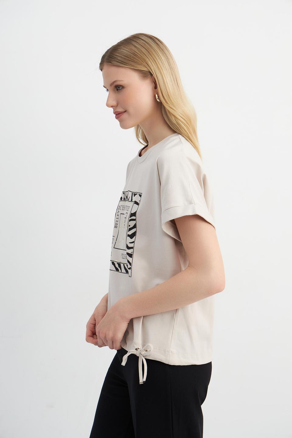 Футболка Passioni с принтом бежевая