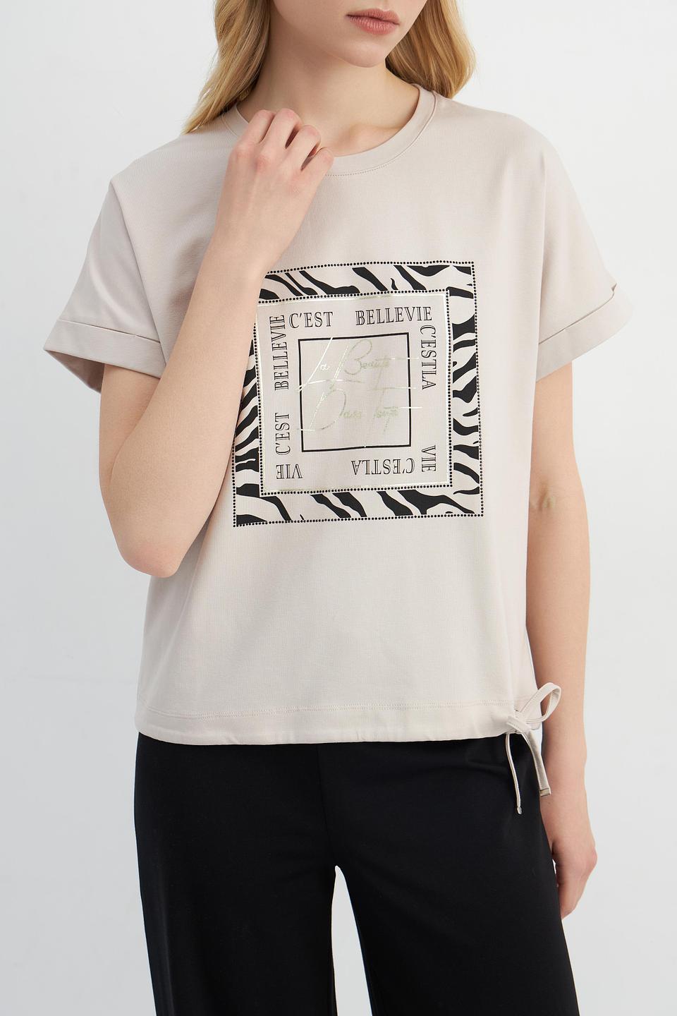 Футболка Passioni с принтом бежевая