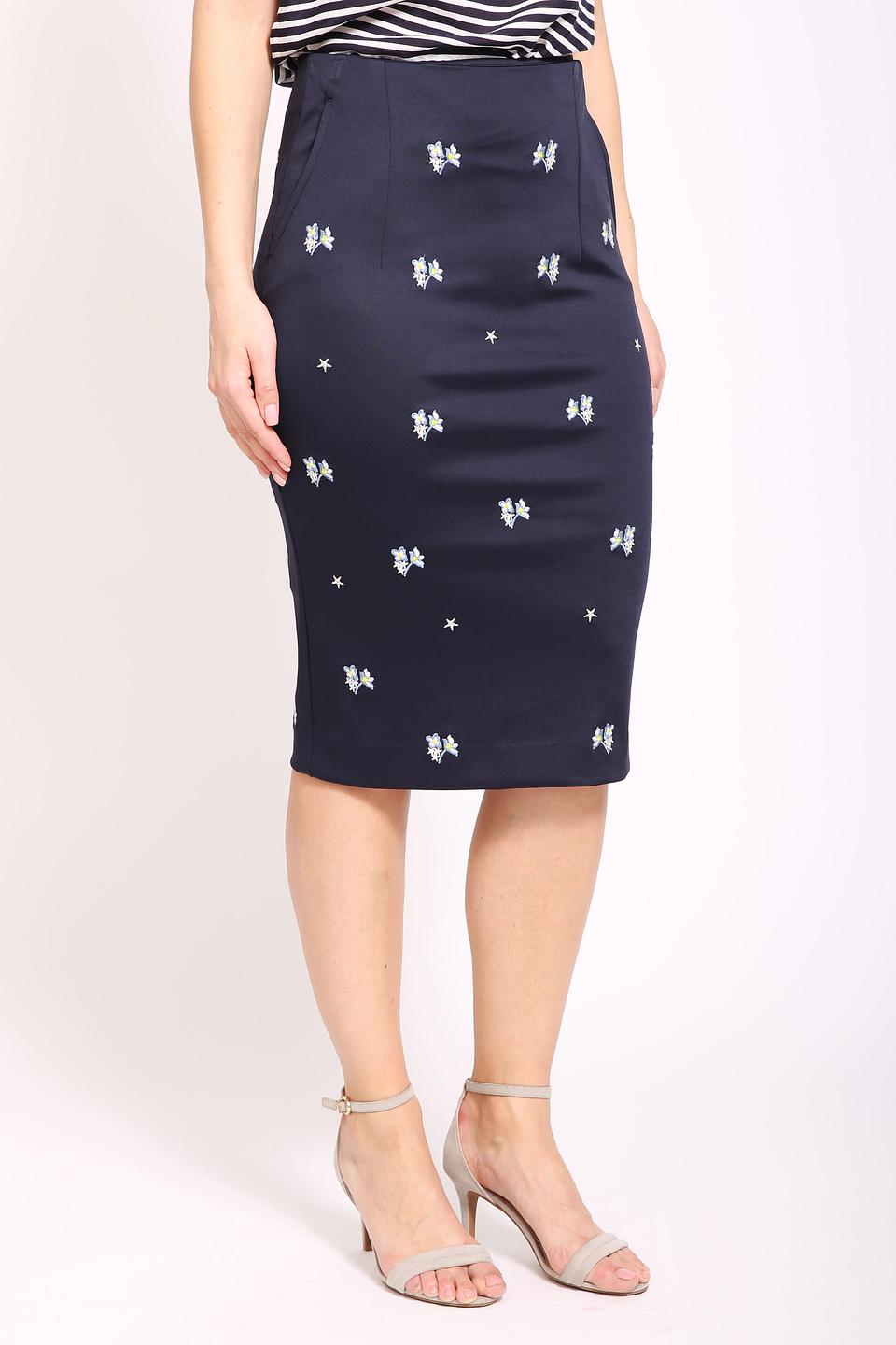 Юбка Pezzo с вышивкой темно-синяя