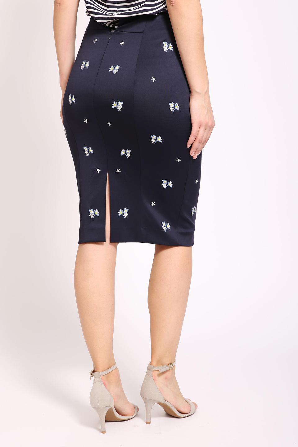 Юбка Pezzo с вышивкой темно-синяя