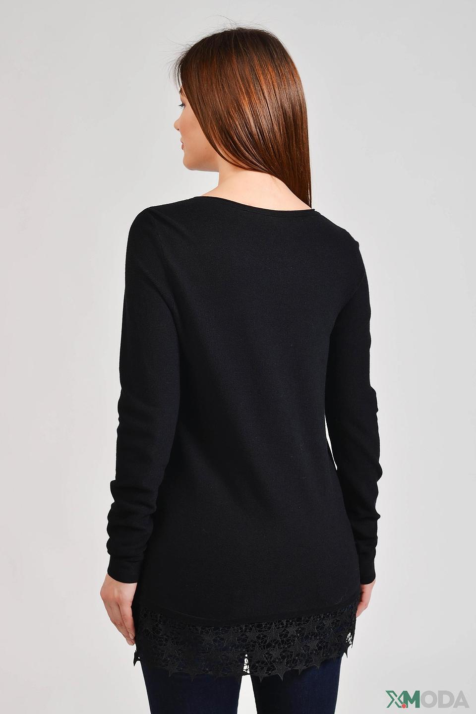 Пуловер Pezzo с кружевом чёрный