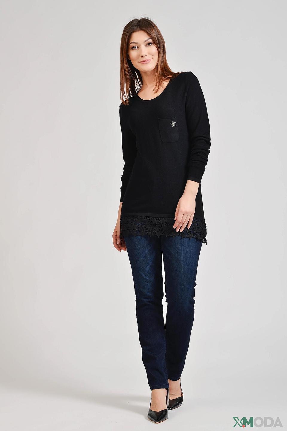 Пуловер Pezzo с кружевом чёрный