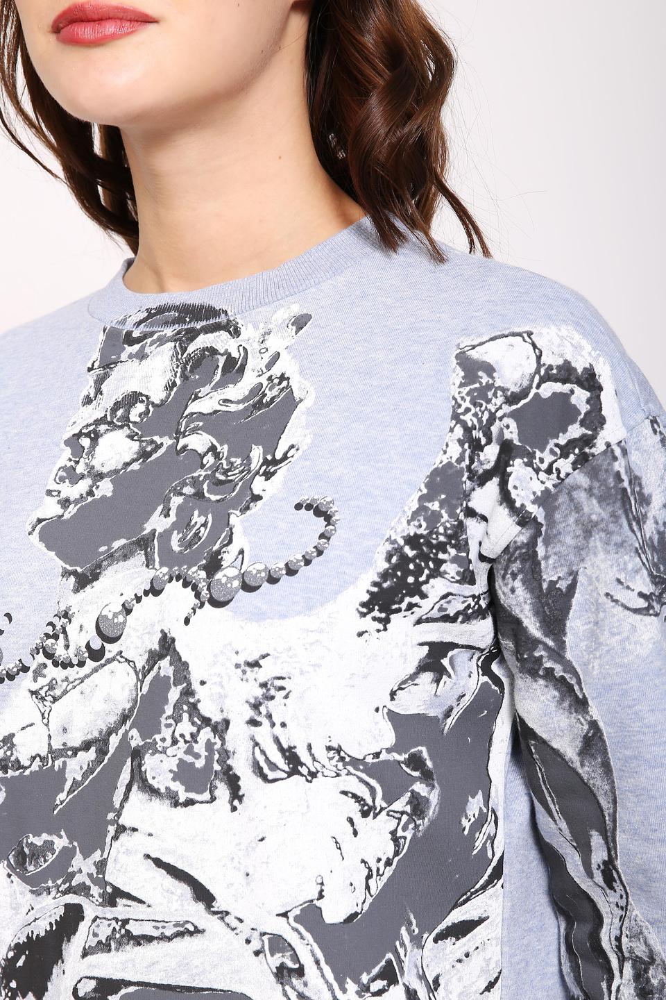 Пуловер Pezzo голубой с абстрактным принтом