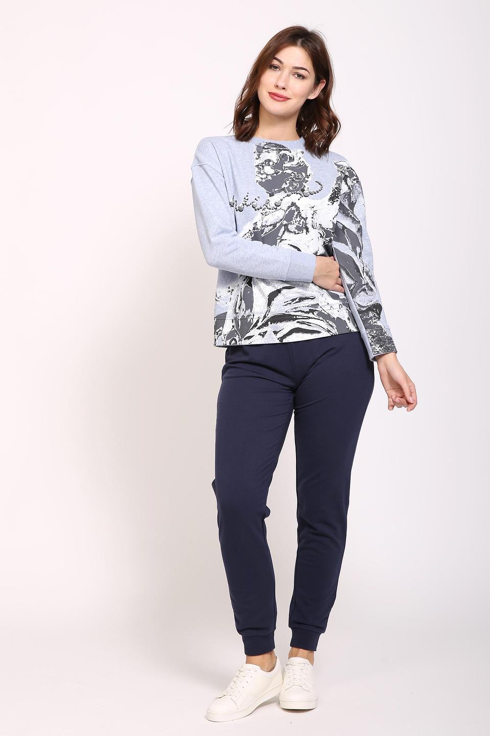 Пуловер Pezzo голубой с абстрактным принтом