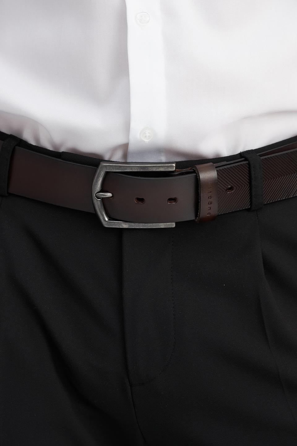 Ремень Bugatti ACC коричневый с декоративной строчкой