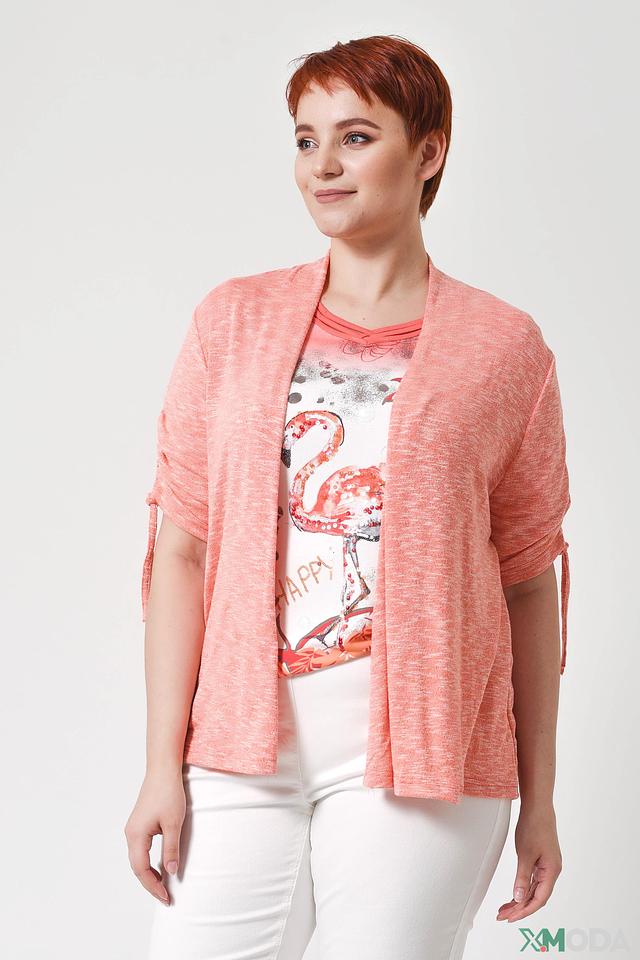 Жакет Lebek с рукавами-буфами коралловый