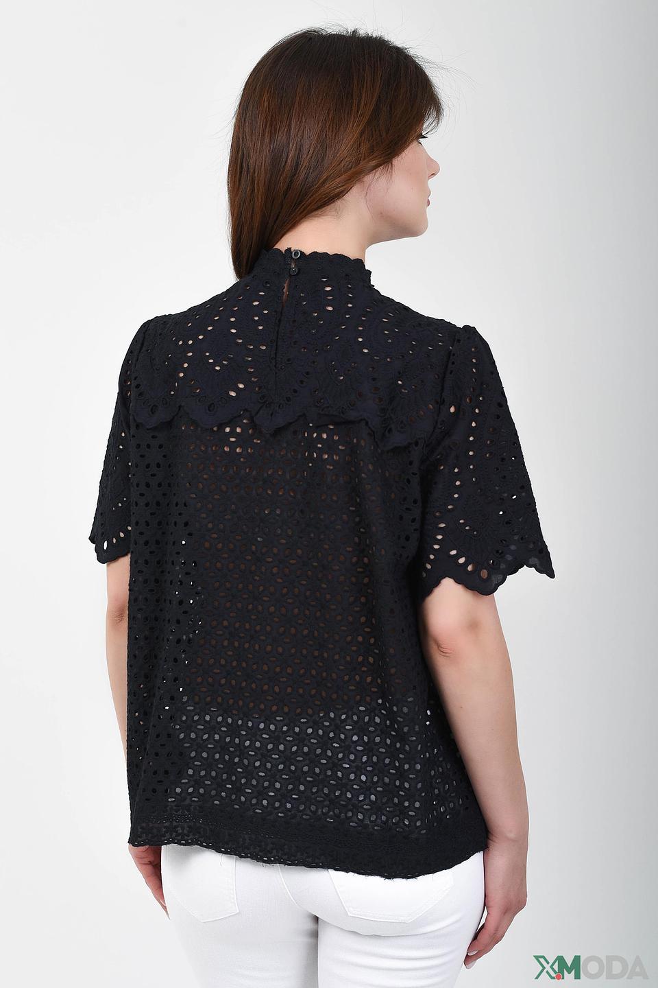 Блуза Oui черная с вышивкой