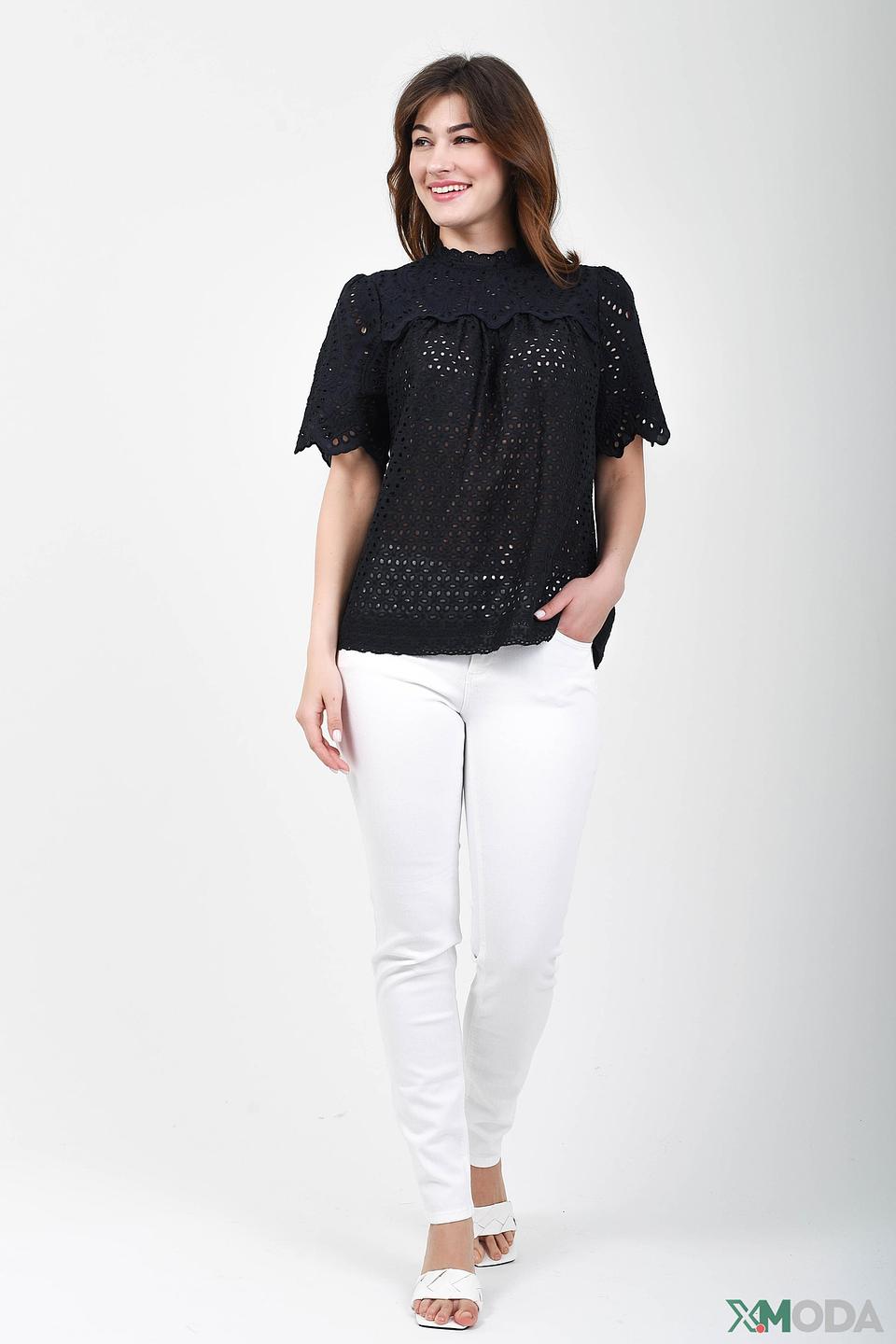 Блуза Oui черная с вышивкой