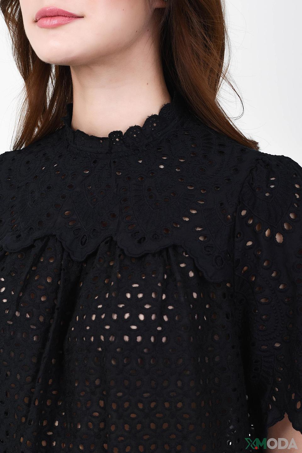 Блуза Oui черная с вышивкой