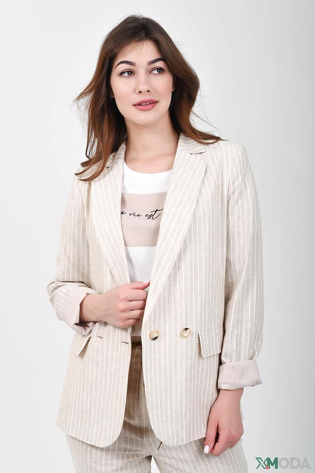 Жакет Oui в полоску бежевый