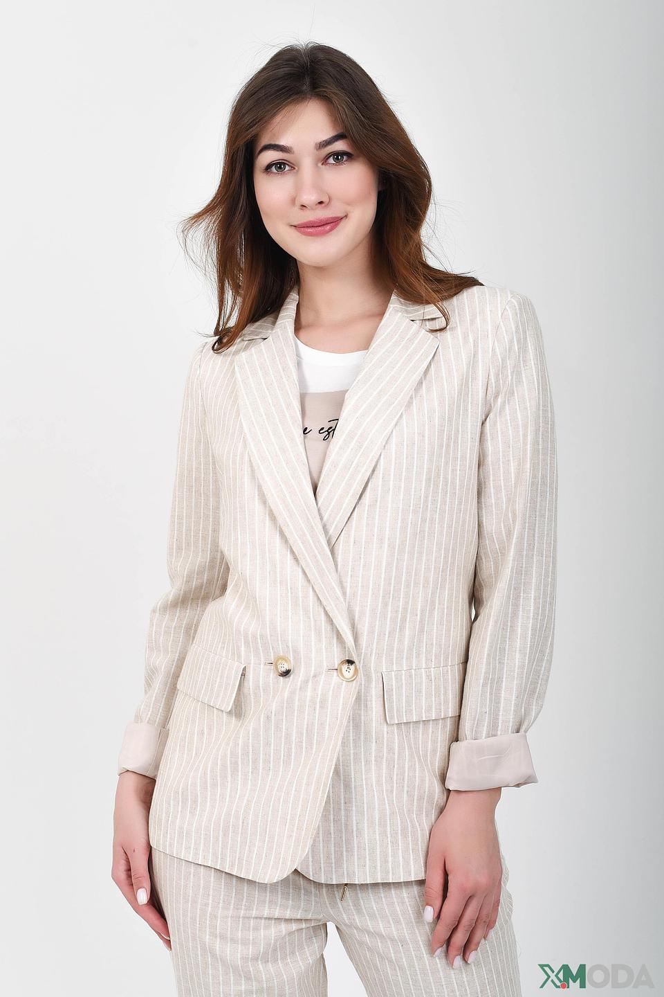 Жакет Oui в полоску бежевый