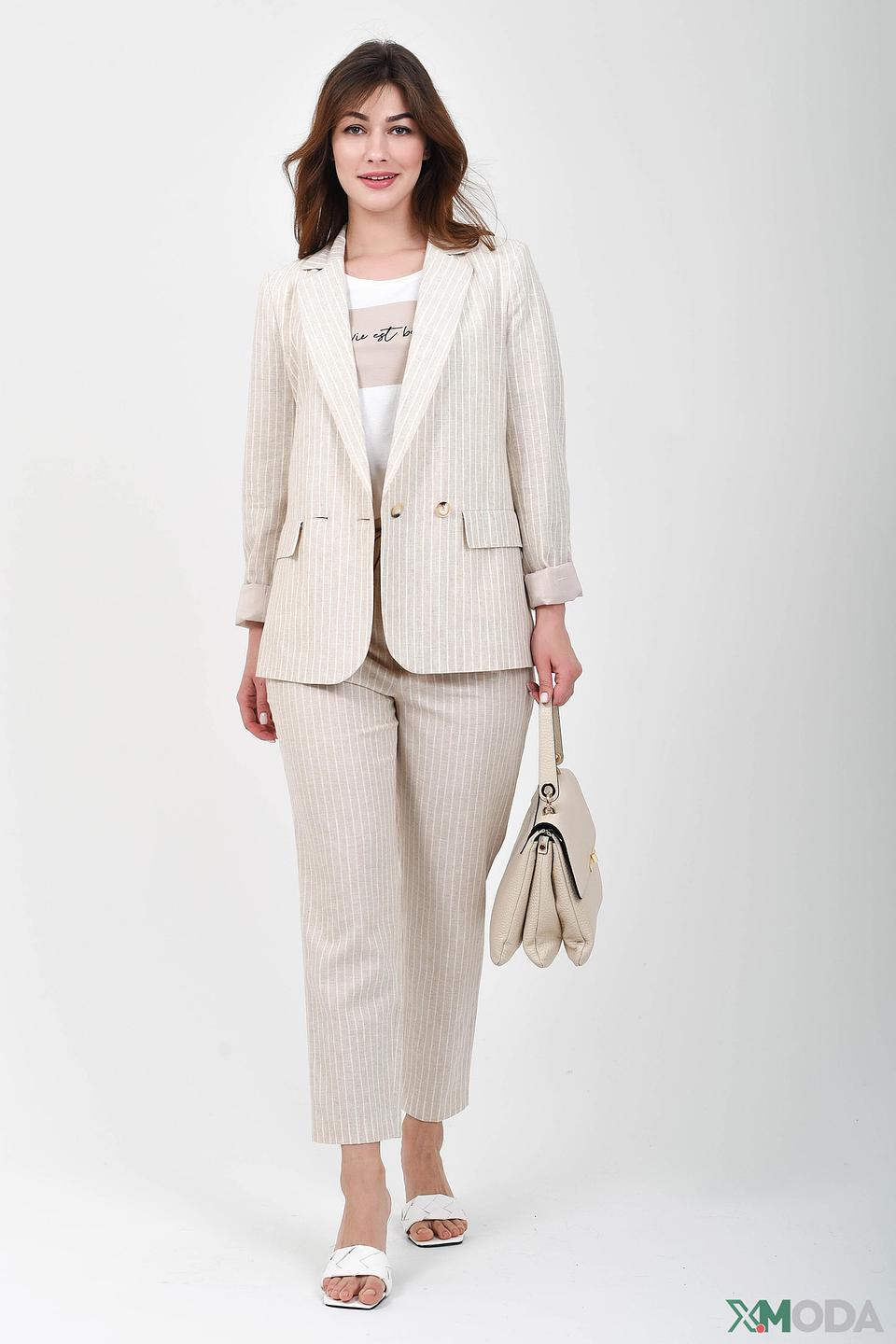 Жакет Oui в полоску бежевый