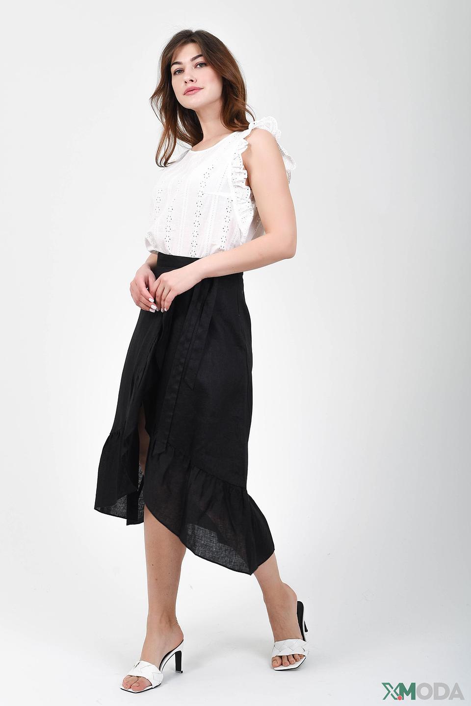 Топ Oui с вышивкой и воланами белый