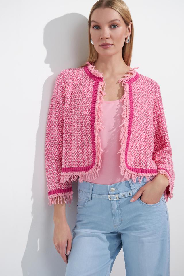 Розовый жакет Monari с отделкой бахромой