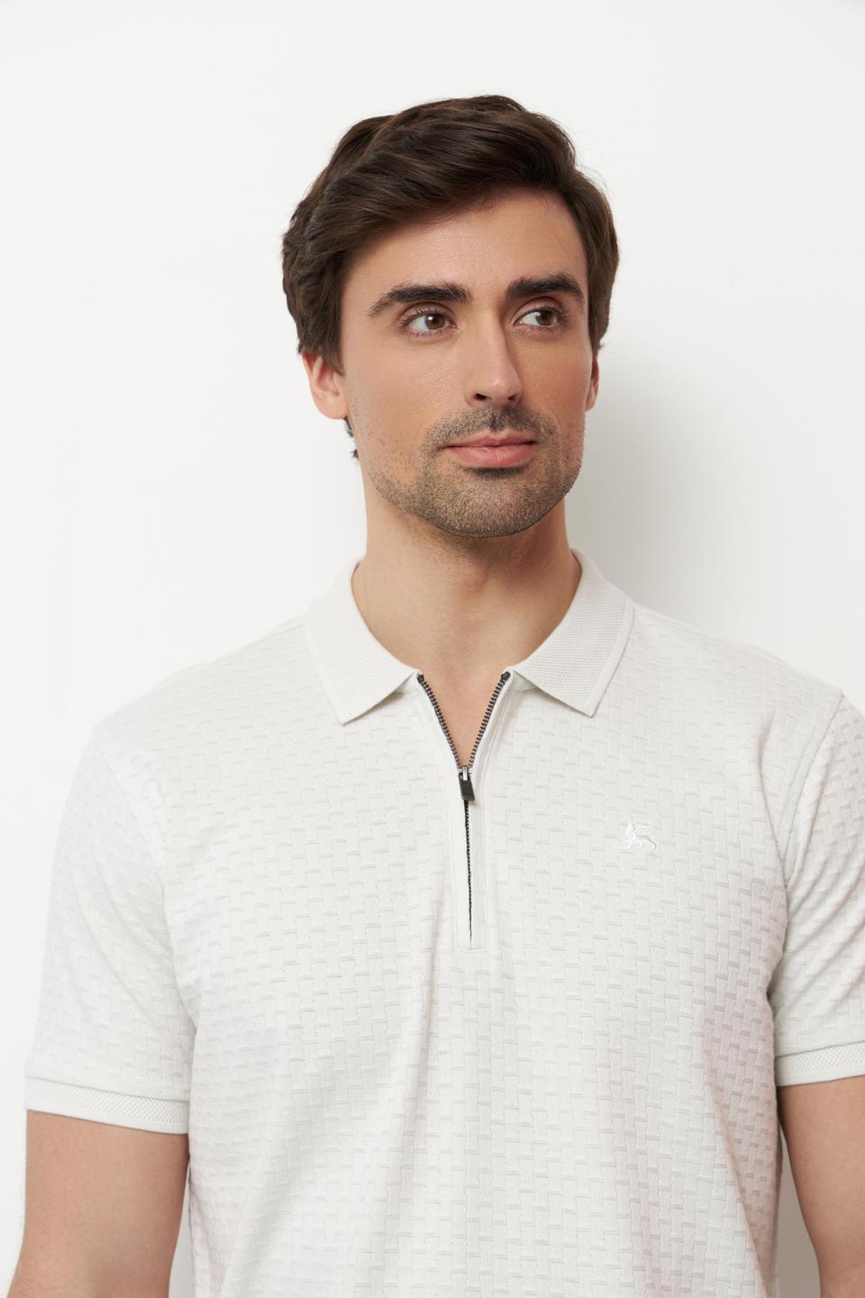 Белое поло Lerros с горловиной на молнии