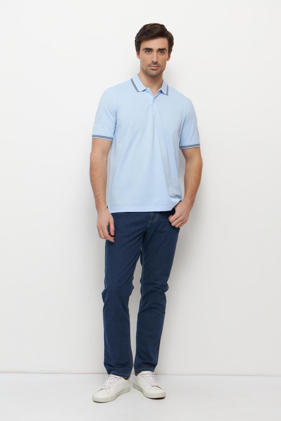 Поло Bugatti светло-голубое с контрастным кантом