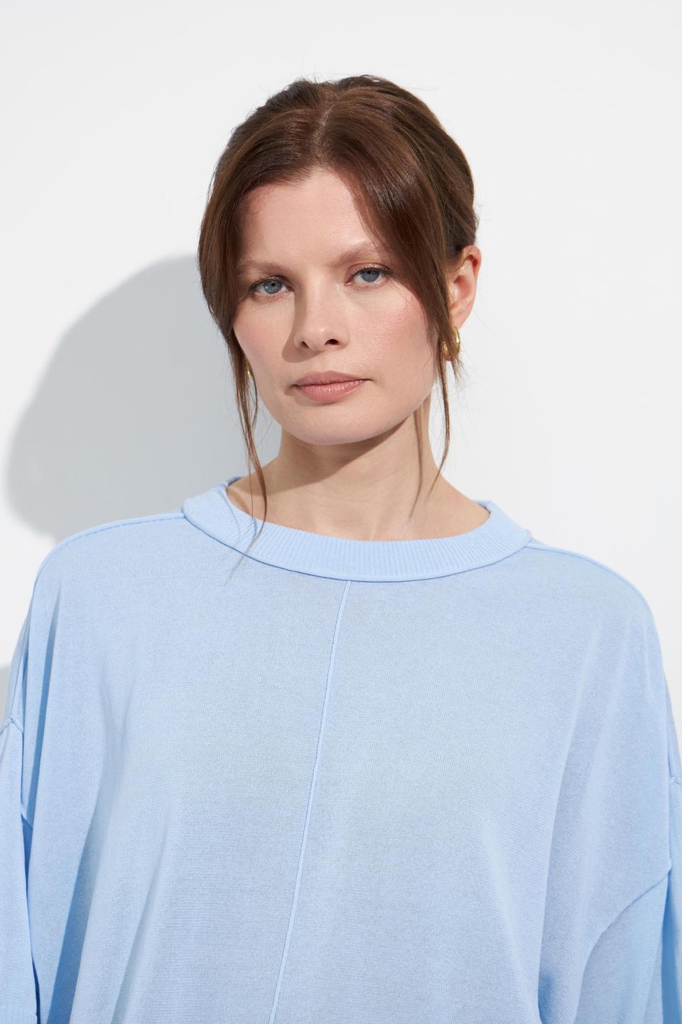 Пуловер Lecomte голубой с рукавами 3/4
