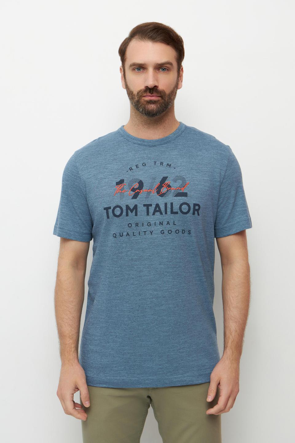 Голубая футболка с принтом Tom Tailor
