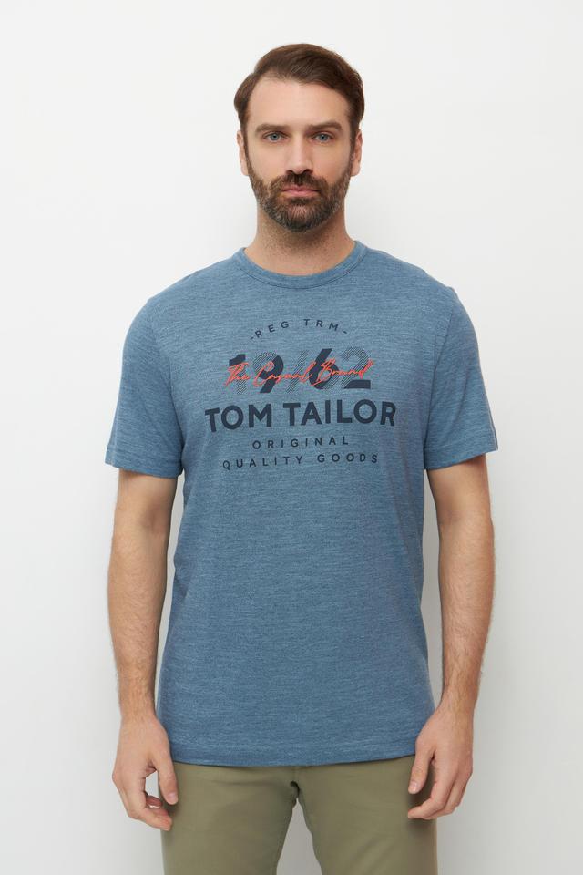 Голубая футболка с принтом Tom Tailor