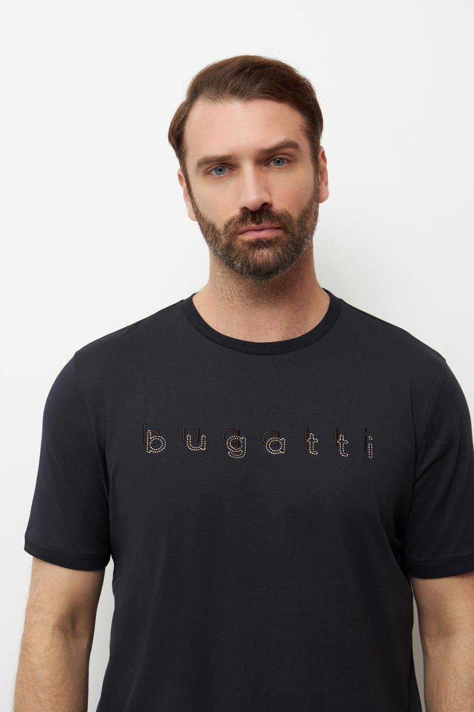 Чёрная футболка Bugatti с логотипом на груди