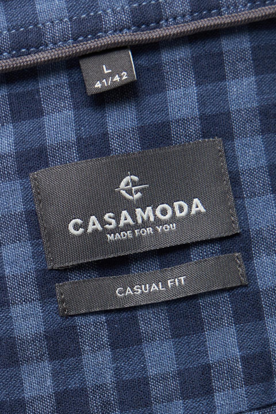 Синяя рубашка в клетку с коротким рукавом Casa Moda