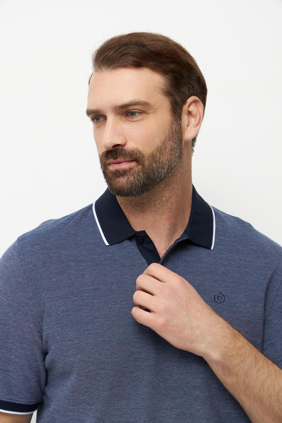 Синее поло Bugatti с контрастным воротником