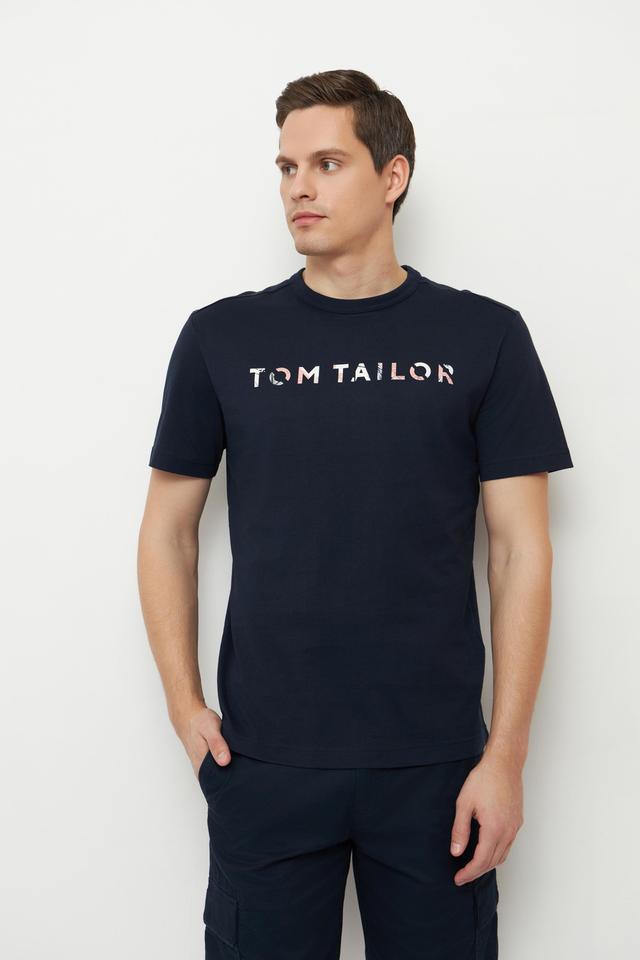 Тёмно-синяя футболка с принтом Tom Tailor