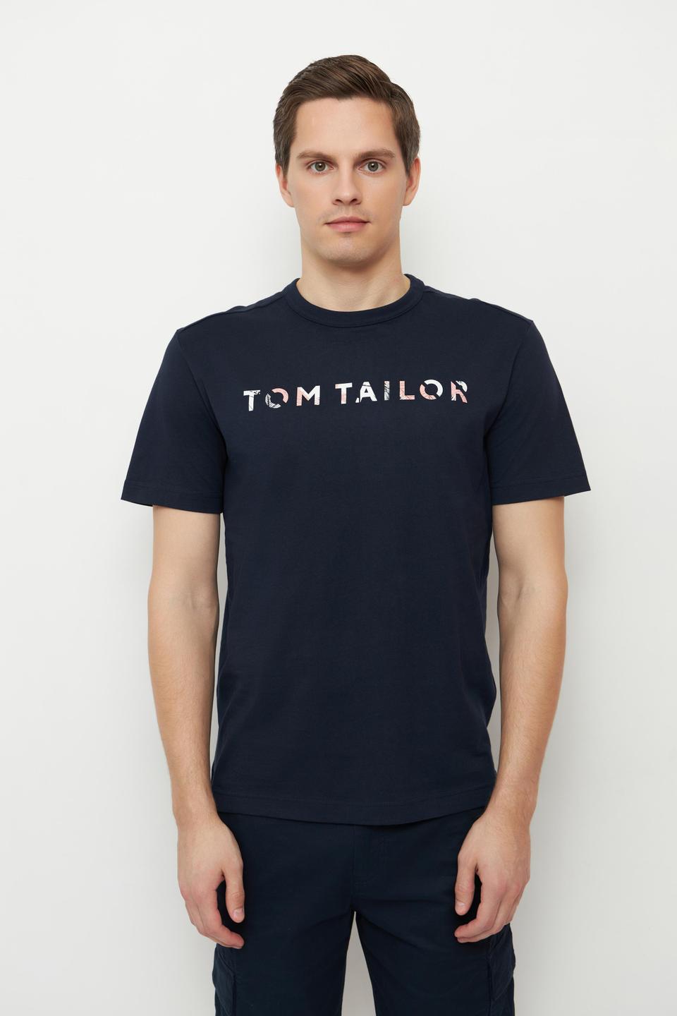 Тёмно-синяя футболка с принтом Tom Tailor