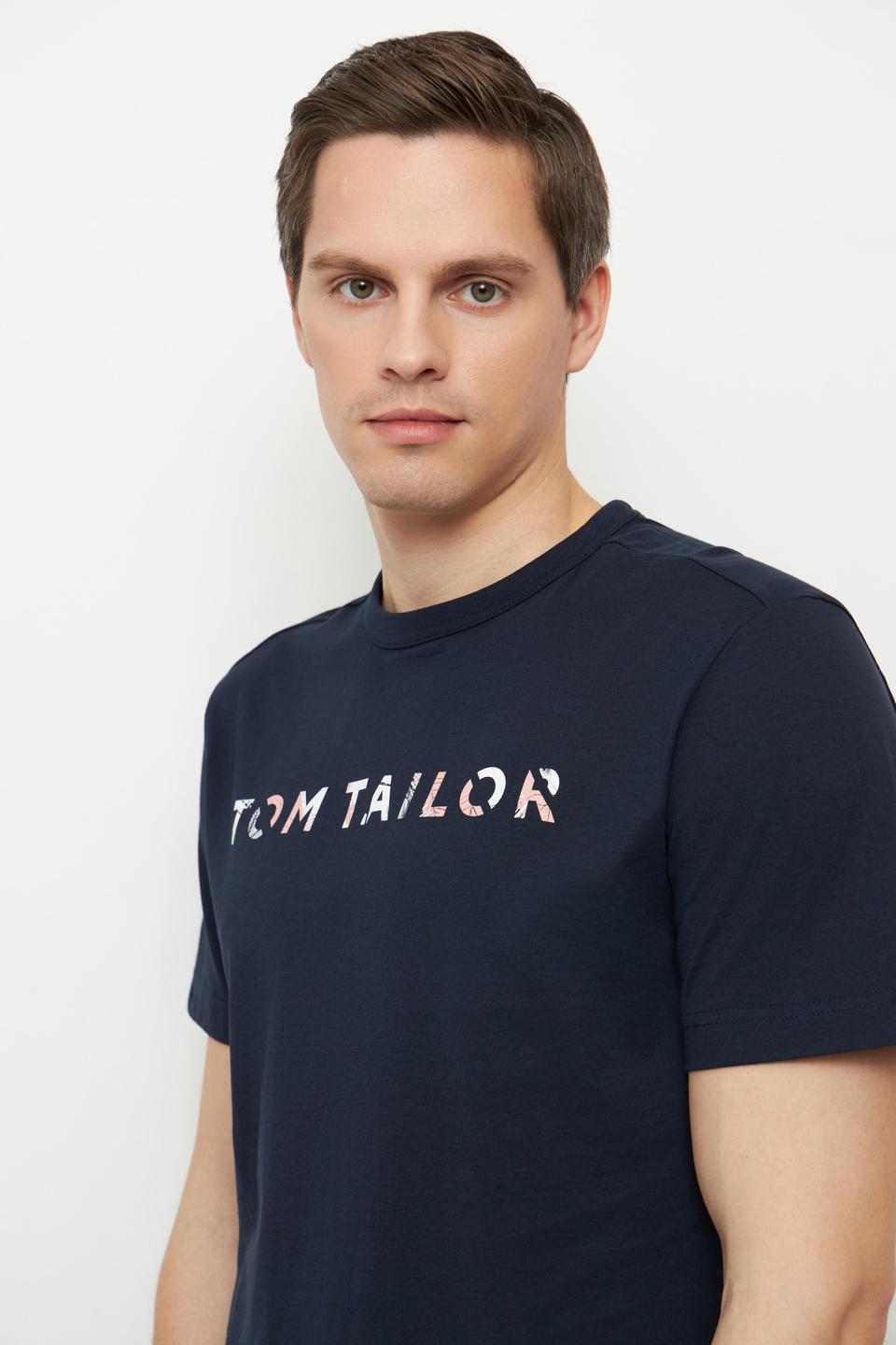 Тёмно-синяя футболка с принтом Tom Tailor