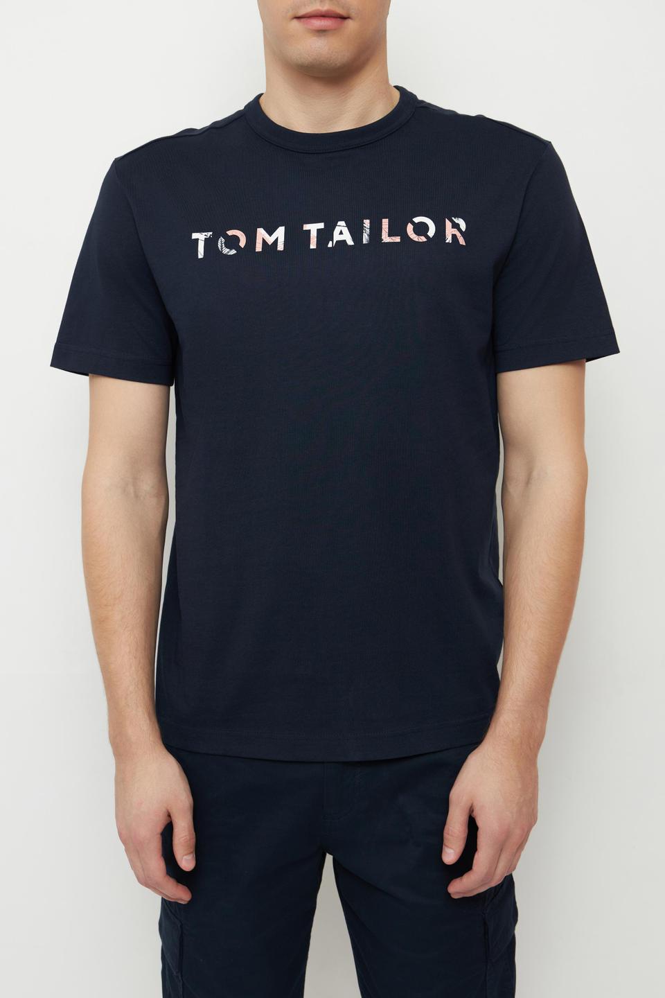 Тёмно-синяя футболка с принтом Tom Tailor