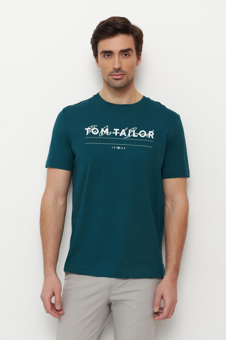 Футболка с принтом Tom Tailor тёмно-зелёная