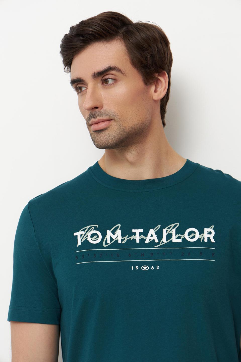 Футболка с принтом Tom Tailor тёмно-зелёная