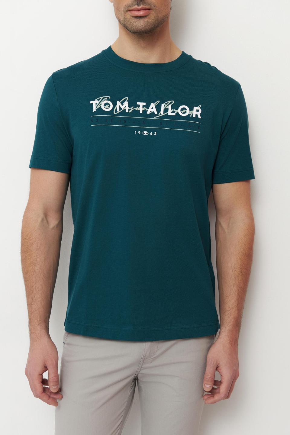 Футболка с принтом Tom Tailor тёмно-зелёная