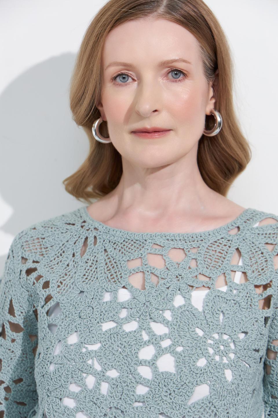 Мятно-голубой пуловер Betty Barclay с ажурным узором